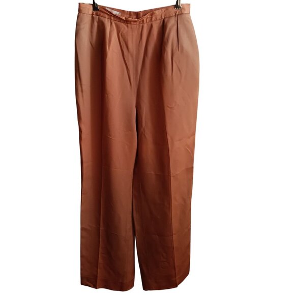 Vintage Womens Pants 10 27x30 John Meyer 1960's Shiny Pleated Salmon Pink - Picture 2 of 6